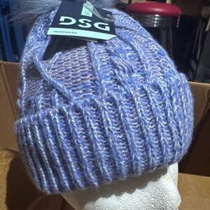 DSG Kids' Blue/purple winter Cable Knit Pom Hat beanie NWT